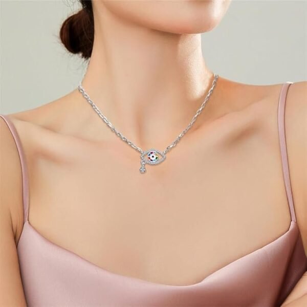 Sterling Silver Heart Pendant Necklace with Cubic Zirconia - Image 3