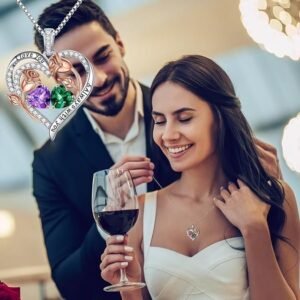 Sterling Silver Heart Pendant with Birthstone – Elegant Gift for Women